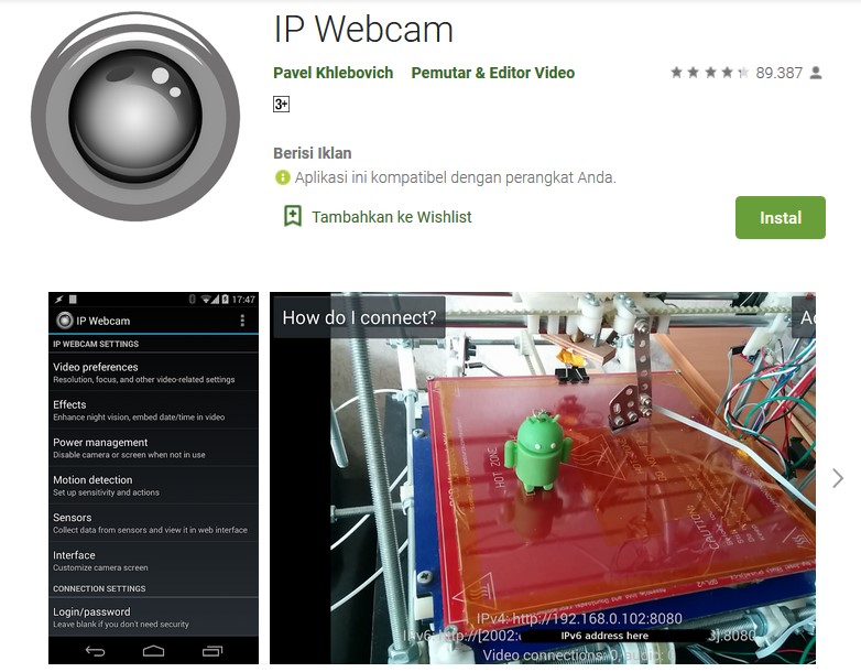 Cara mengubah HP jadi CCTV (Google Play)