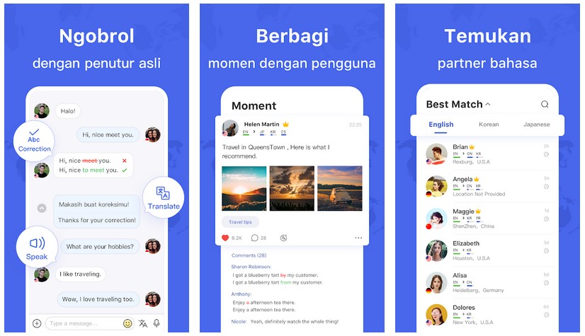 Aplikasi HelloTalk – Chat, Speak & Learn Foreign Languages (Play Store)