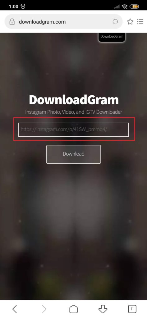 Cara menyimpan video Instagram dari Downloadgram 1 (Dok.Istimewa)
