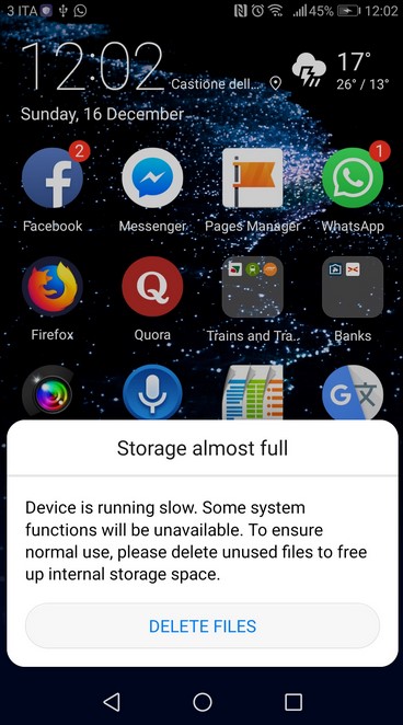 How to get rid of almost full storage space writing (Imgur)